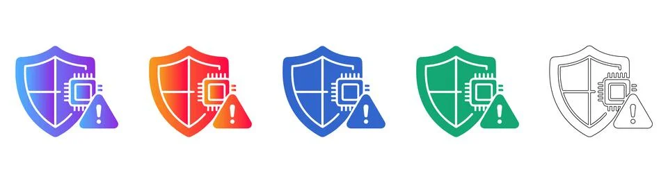 Hardware Shield and Security Warning Icons イラスト素材