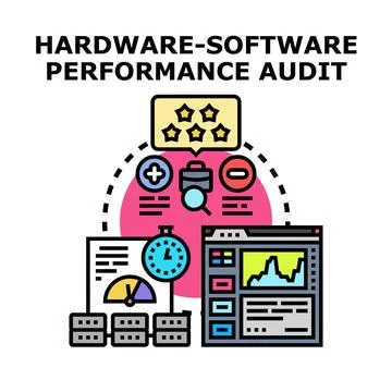 Hardware software performance audit optimizing system efficiency concept イラスト素材