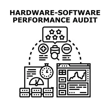 Hardware software performance audit optimizing system efficiency concept Stock Illustration