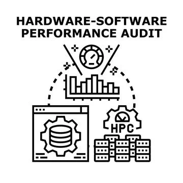 Hardware software performance audit system optimization concept Stock Illustration