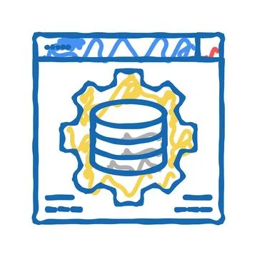 Hardware solution digital processing icon doodle illustration Stock Illustration