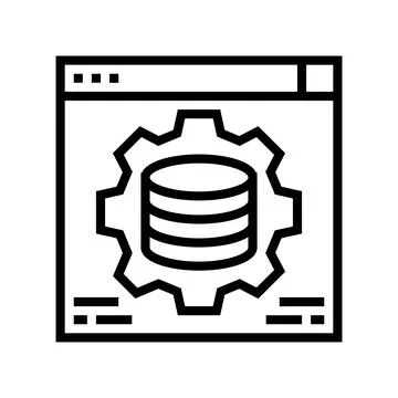 Hardware solution digital processing line icon vector illustration Stock Illustration