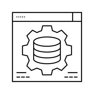 Hardware solution digital processing line icon vector illustration Stock Illustration