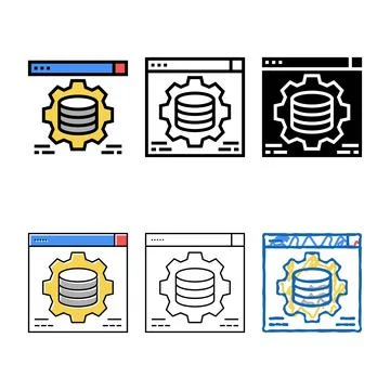 Hardware solution set digital processing color icon vector Stock Illustration