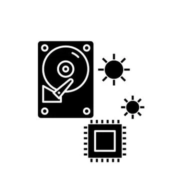 Hardware solutions black icon, vector sign on isolated background. Hardware Stockillustratie