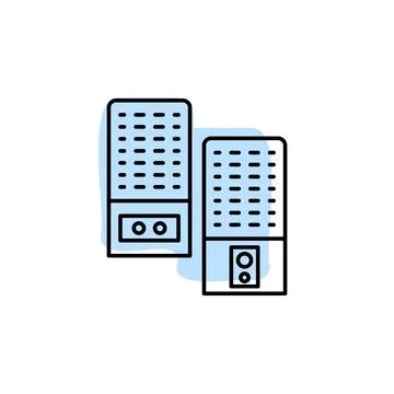 Hardware, speakers with color shadow vector icon in hardware set Stock Illustration