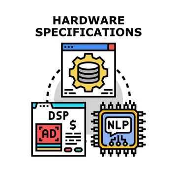 Hardware specifications illustrating data processing and ai algorithms 스톡 일러스트