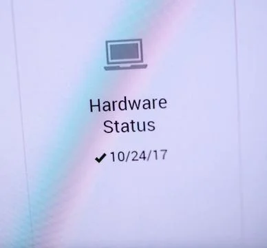 Hardware status OK sign on the computer 스톡 사진