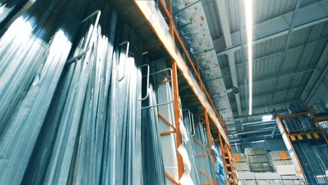 Hardware store interior with metal products on shelves. Dolly shot Stock Footage 95920652