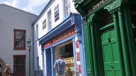 Hardware Stores and Chemists Shopfronts at The Ulster America Folk Park North Stock Photos