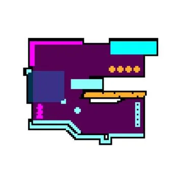 Hardware tech banner pixel art vector illustration イラスト素材
