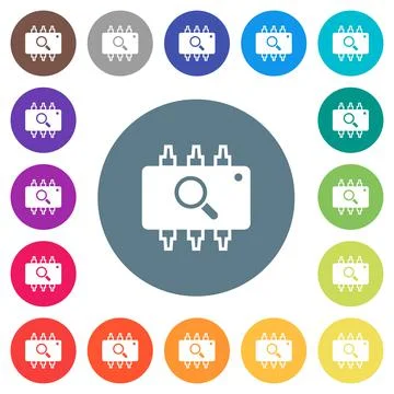 Hardware test flat white icons on round color backgrounds Stock Illustration