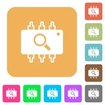 Hardware test rounded square flat icons Stock Illustration