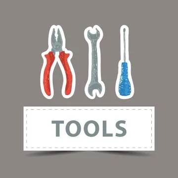 Hardware tools drawing Stock Illustration