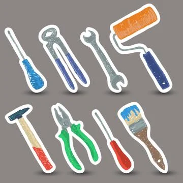 Hardware tools drawing Stock Illustration