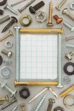Hardware tools at metal background Stock Photos