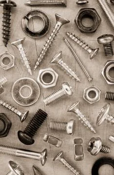 Hardware tools at metal background Stock Photos