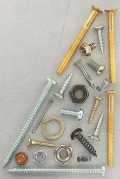 Hardware tools at metal background Stock Photos