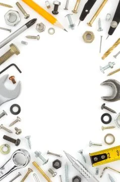 Hardware tools on white Stock Photos