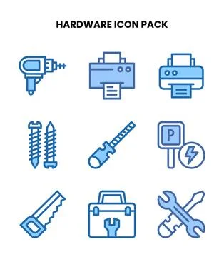 Hardware Two Colour Icons Pack Stockillustratie