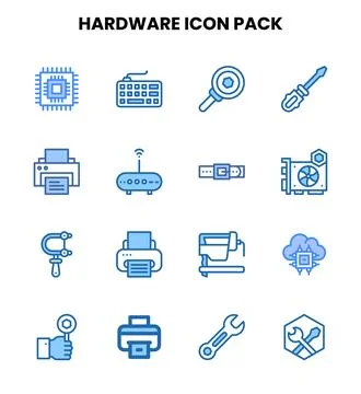 Hardware Two Colour Icons Pack Stock Illustration