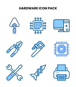 Hardware Two Colour Icons Pack Stock Illustration