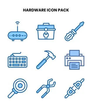 Hardware Two Colour Icons Pack 库存插图
