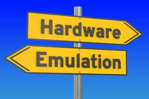 Hardware vs Emulation concept, 3D rendering Stock Illustration