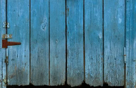 Hardwood blue painted gate door background Stock Photos
