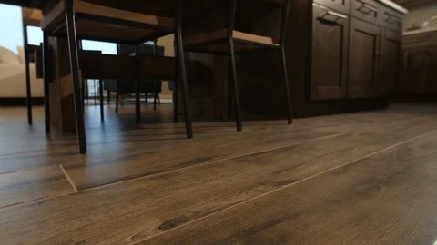 Hardwood Floor Close Up Move Left Kitchen Stock Footage 112894902