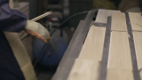 Hardwood Flooring Workshop - Preparing Floor Panels for Polishing Stock Footage