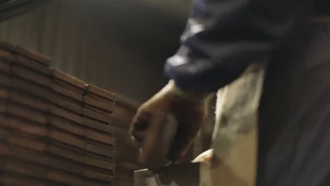 Hardwood Flooring Workshop - Scraping off the Old Tar Stock Footage 70304481