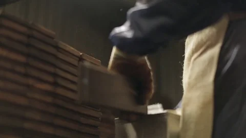 Hardwood Flooring Workshop - Scraping off the Old Tar Stock Footage 70304967