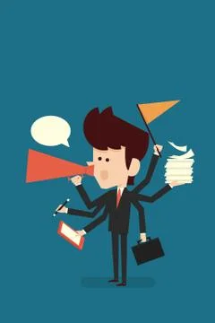 Hardworking businessman Stock Illustration