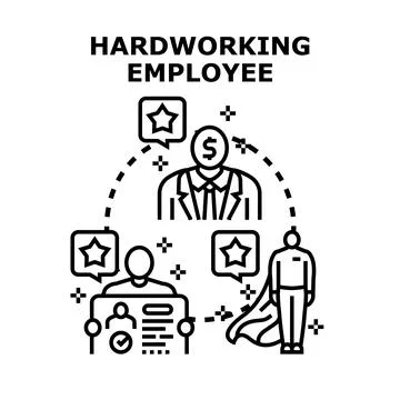 Hardworking employee concept creating great career and income Stock Illustration