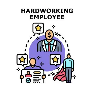 Hardworking employee concept creating great career and income Stock Illustration
