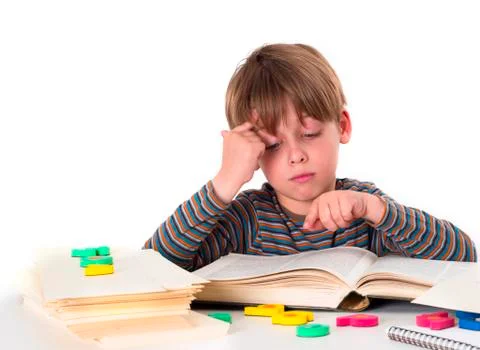Hardworking schoolboy Stock Photos