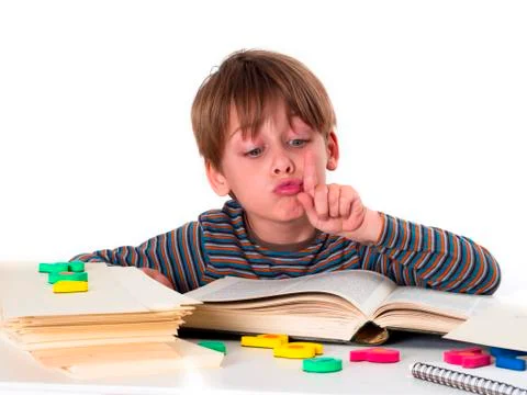 Hardworking schoolboy Stock Photos