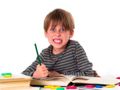 Hardworking schoolboy Stock Photos