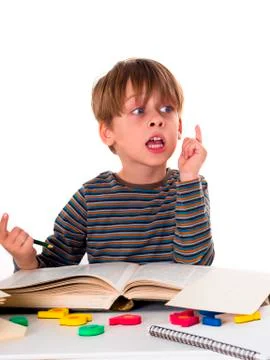 Hardworking schoolboy Stock Photos