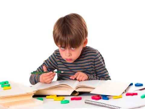 Hardworking schoolboy Stock Photos