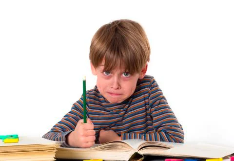 Hardworking schoolboy Stock Photos