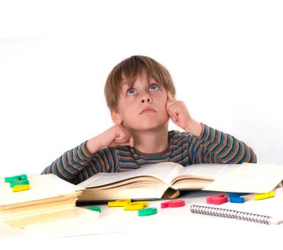 Hardworking schoolboy Stock Photos