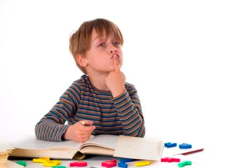 Hardworking schoolboy Stock Photos