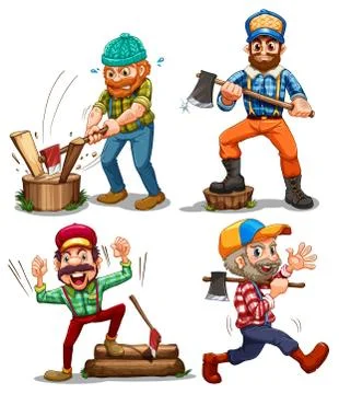 Hardworking woodmen Illustrazione stock
