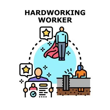 Hardworking worker achieving professional goals and success Illustrazione stock