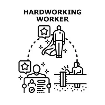 Hardworking worker achieving professional goals and success Stock Illustration