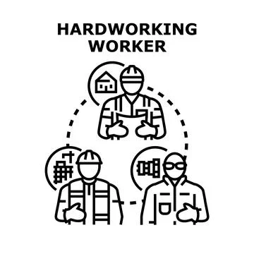 Hardworking worker concept illustrating various industrial occupations Stock Illustration