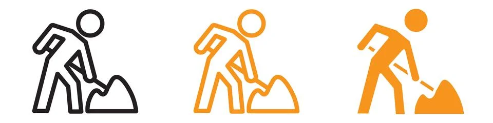 Hardworking Worker Digging Icon for Construction and Labor Graphics Essenti.. Illustrazione stock