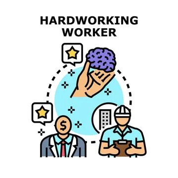 Hardworking worker valuing skill, effort, and contribution Stock Illustration